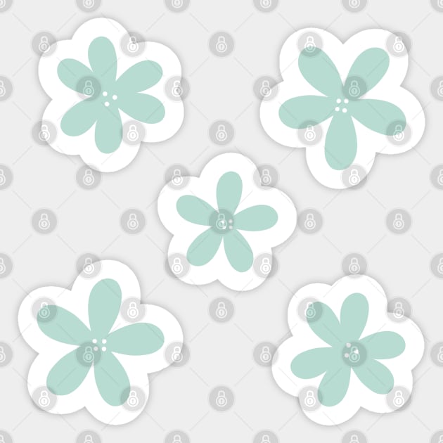 Abstract Flowers - Pastel Teal Green Sticker by JuneNostalgia